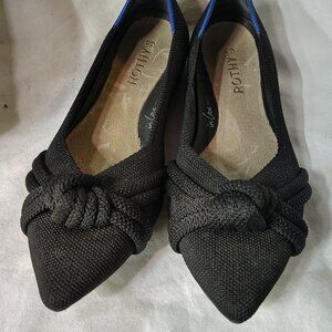 Rothy’s Pointed-Toe Flats  Black Knit with Knot Detail (Size 7 )
